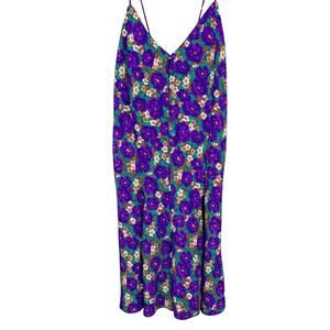 Vintage Jo Intimates Teddy Romper Purple Floral One Piece Cami Shorts Women's S